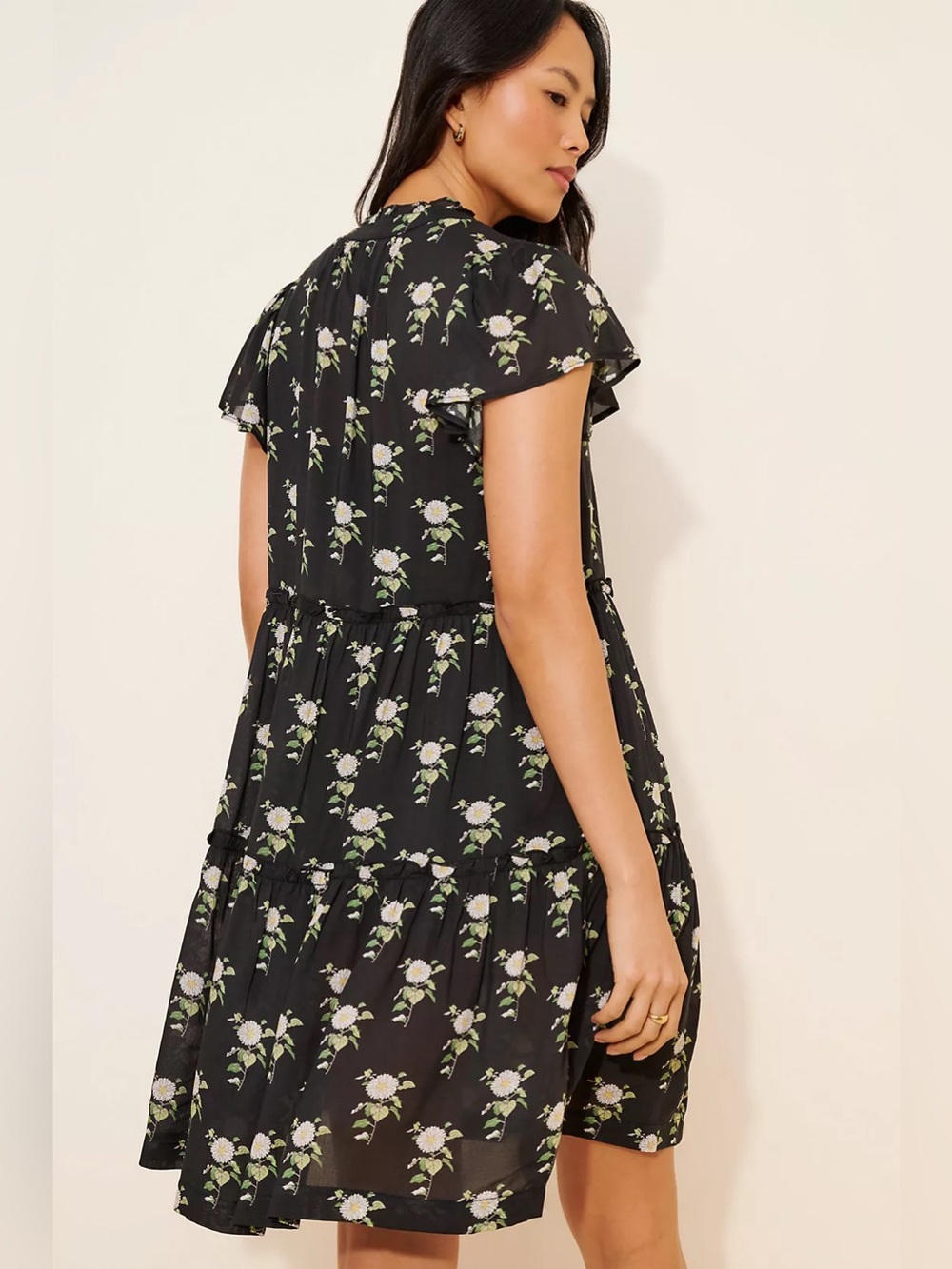 Anthropologie Ruffle Sleeve V-Neck Mini Dress size M